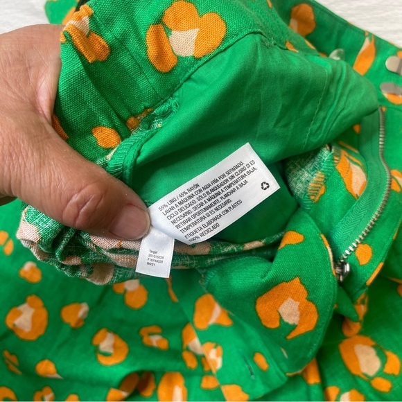 Tabitha Brown Target Linen Blend Green Orange Leopard Pleated Shorts size L - Picture 12 of 15